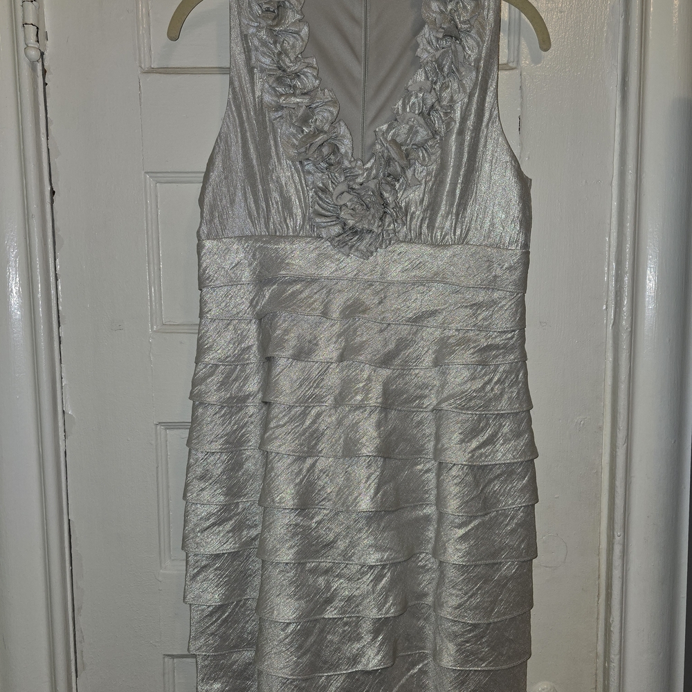 Vintage London Times Silver Layered Mini Dress